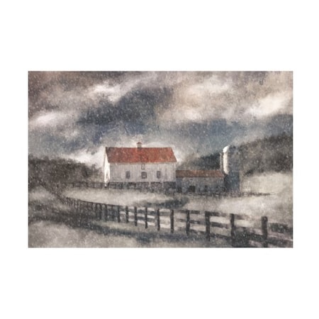 Lois Bryan 'Red Roof Barn In Winter' Canvas Art,16x24